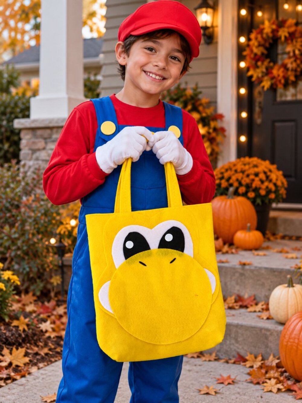 Halloween trick or treat felt bag/ Yoshi inspired bag